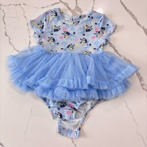 Disney Bluey Baby Infant Girls Blue Tutu Bodysuit Size 12 Months